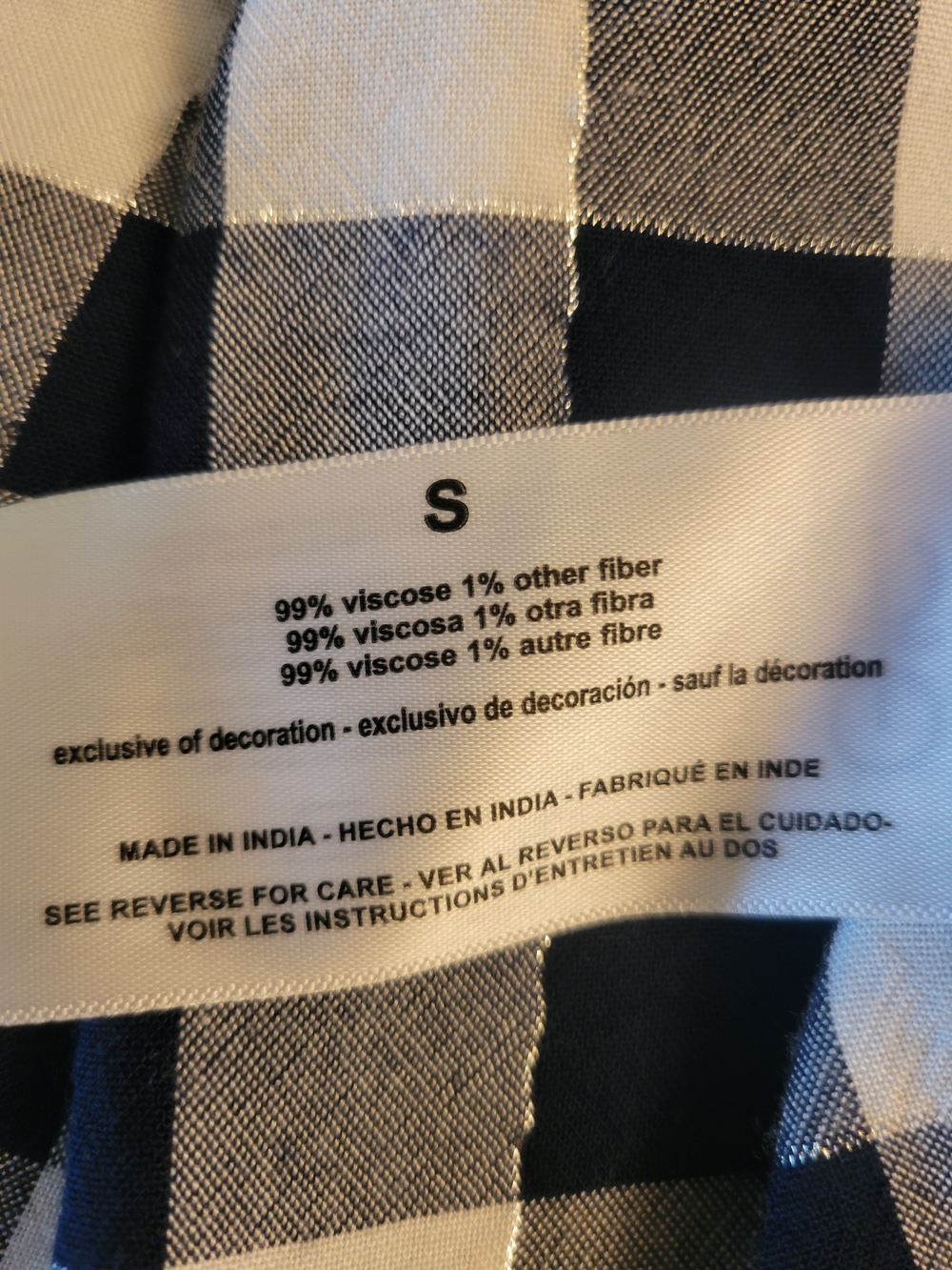 Gloria Vanderbilt Navy & White Buffalo Check Button-Down Shirt - Picture 8 of 8